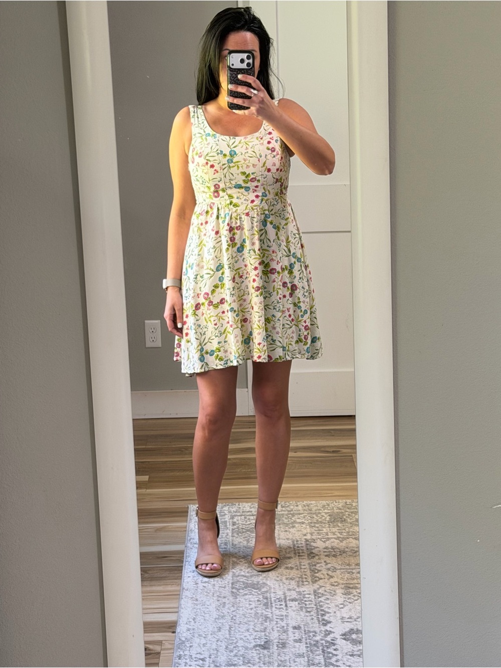 Sincerely Jules Cream Floral Scoop-Neck Mini Dress